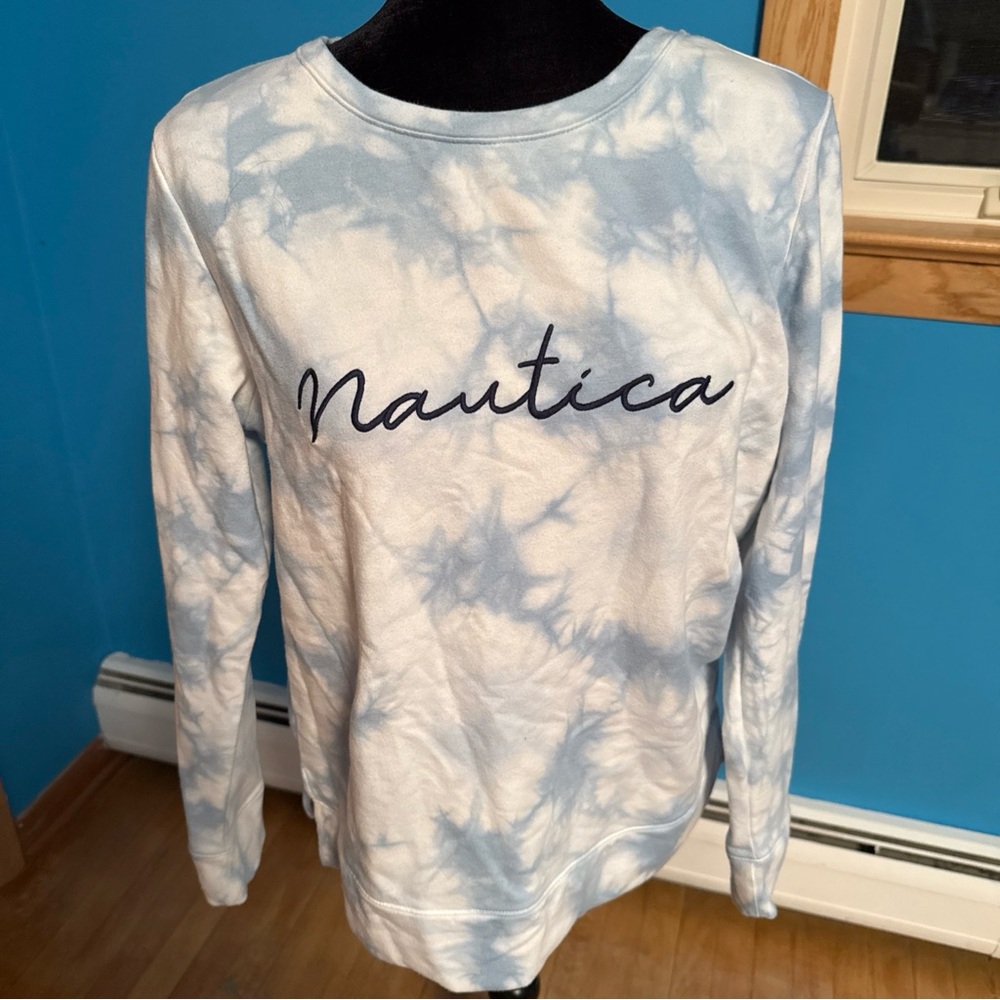 Nautica Light Blue Tie-Dye Crewneck